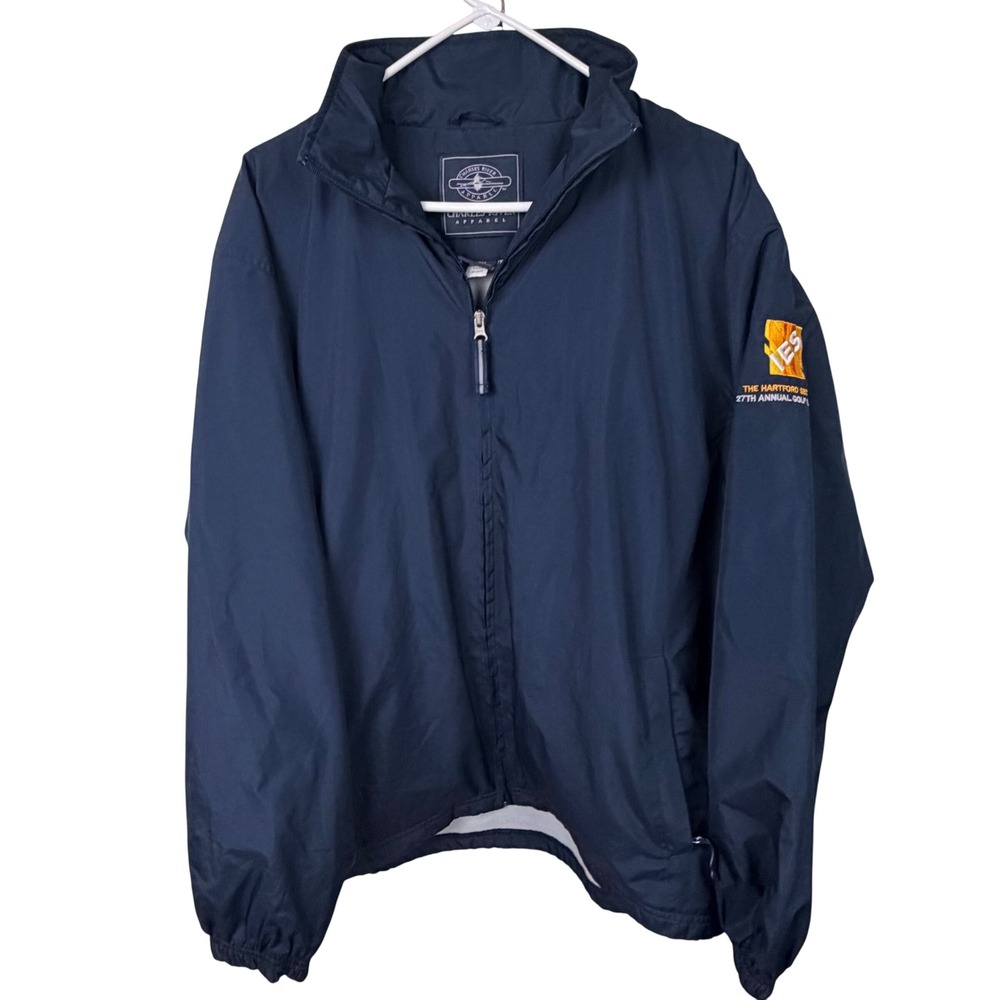 Charles River IES Hartford Mens L Navy Fleece Lined Golf Windbreaker Jacket